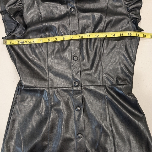 BB Dakota by Steve Madden Lima Faux Leather Mini Shirtdress black Size Med - Picture 11 of 11